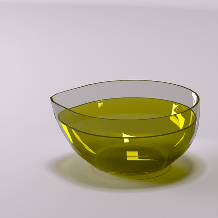 Glass Cup with fresh olive oil.の写真素材