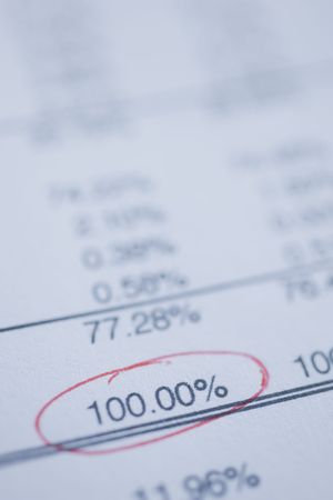 financial balance sheet with 100% の写真素材
