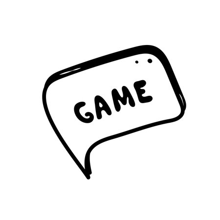 Doodle cloud dialog with word game. Bubble speach for text. Hand drawn cloud for design. Vector illustrationのイラスト素材