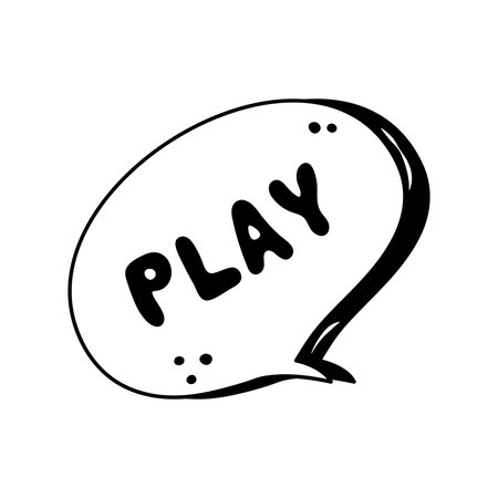 Doodle cloud dialog with word play. Bubble speach for text. Hand drawn cloud for design. Vector illustrationのイラスト素材