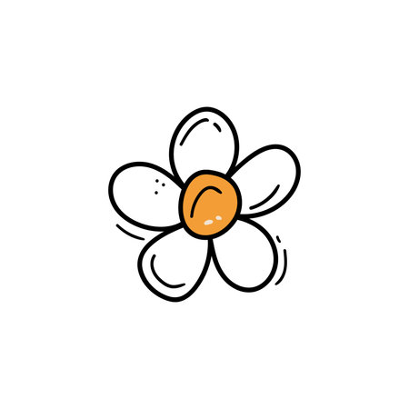 Doodle chamomile flower. Hand drawn vector art illustration for design, textile, wallpaper. Handwriting. Abstract minimal daisy. Doodle color daisyのイラスト素材