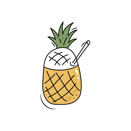 Pineapple hand drawing Isolated on a white background. Vector stock illustration.のイラスト素材