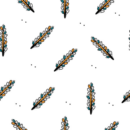 Seamless pattern with branches. Ink illustration. Isolated on white background. Decorative twigs.のイラスト素材