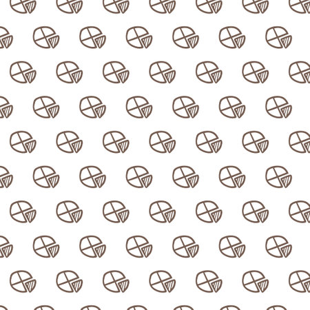 Chart pie seamless pattern. Doodle circle diagram background. Sketch pencil business elements on white background.のイラスト素材