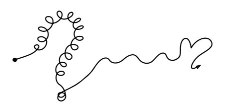 Concept of transition from complicated question to simple love. Doodle line chaos scribble. Vector illustrationのイラスト素材