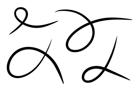 Doodle spring and spiral set, hand drawn coil icons. Vector flexible lines for your designのイラスト素材