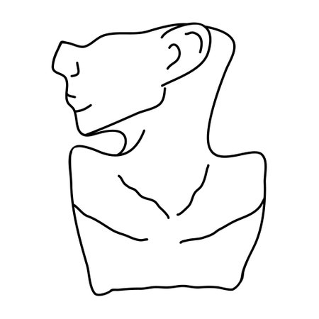 Stylish minimalistic vase in the shape of a female face with a neck. Doodle flower pot. Hand drawn interior itemのイラスト素材