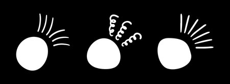 Doodle circle brackets for quotation with sparkle ray elements. Hand drawn round line frame for title headline illustration. Speech bubble blob for dialog.のイラスト素材