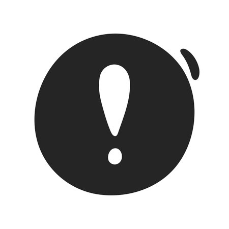 Doodle exclamation mark in black round form, notification bell, alert danger information sign in circle. Scribble vector hand drawn doodle exclamation point, stop warning signのイラスト素材