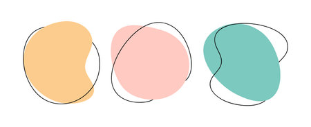 Color liquid blob shapes, pastel irregular organic random forms, fluid silhouette, simple vector smooth ink stain. Perfect for Highlight for social media stories, abstract modern background, infographic elementのイラスト素材