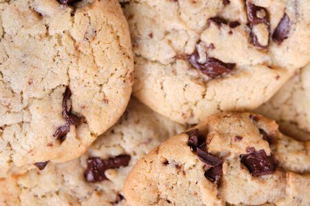 American chocolate cookies close up. Macro for background.の写真素材