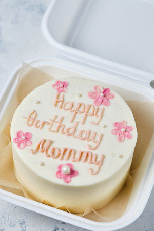 Small bento cake as a gift for the holiday. Korean style cakes in a box for one person. Cake for...