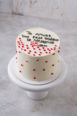 Birthday cake with beautiful decorの写真素材