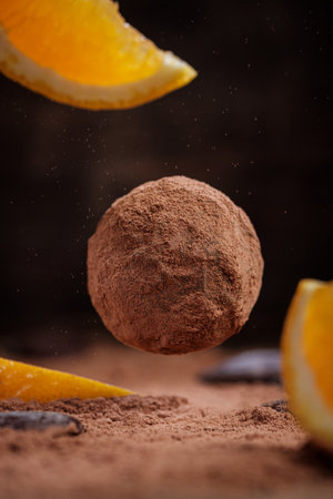 Chocolate truffles with orangeの写真素材