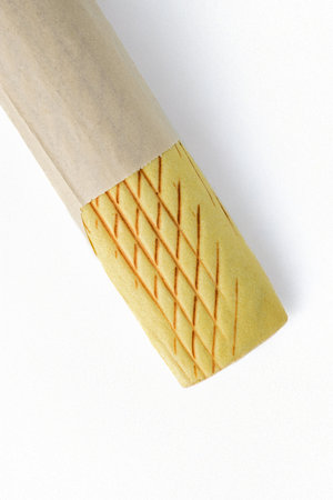 Shawarma in packaging on a white background.