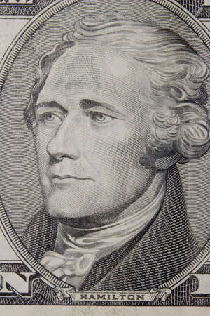 The ten US dollars banknote macroの写真素材