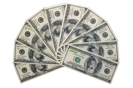 the fan from banknotes with clipping path