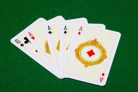 the Four of Kind from ace on green clothのeditorial素材