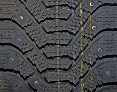 the macro of ribber track with metallic studs