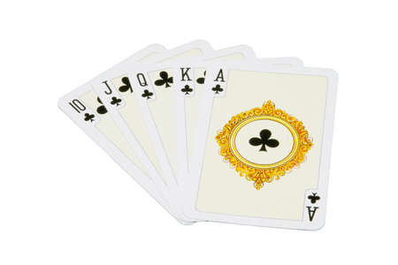 the flush royal combination isolated with clipping pathのeditorial素材