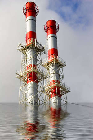 the high chimney on sky backgroundの写真素材