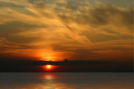 the red sunset on coast of Baltic Seaの写真素材