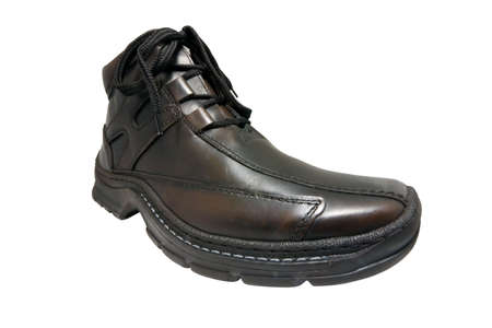 the brown shoe from leather isolated with clipping pathの写真素材