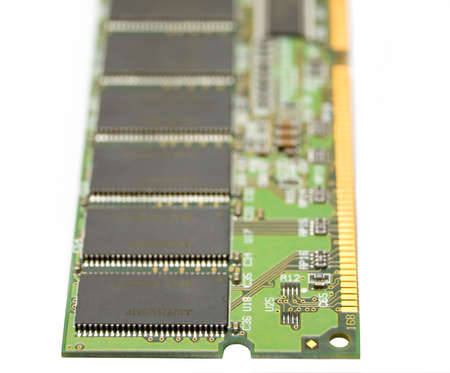 the macro of memory module on white backgroundの写真素材