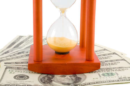 the brown hour-glass on background from US dollars