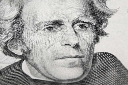 the part of US dollars banknote with president's portraitの写真素材