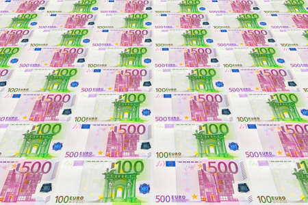 concept background from 100 and 500 euro banknotesの写真素材