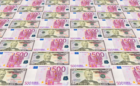concept background from dollars and euro banknotes