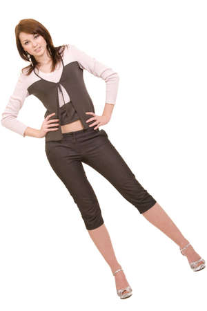 young pretty woman on a white backgroundの写真素材