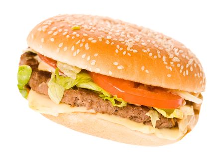 a closeup photo of a tasty sandwich on a white backgroundの写真素材
