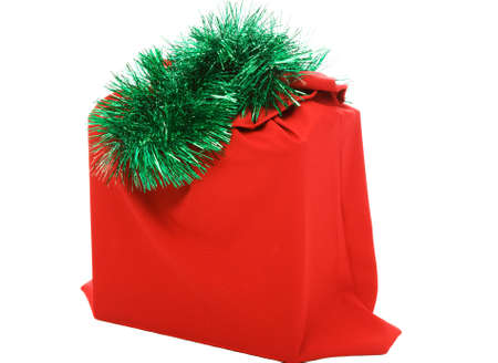 the red box with gifts isolated on white backgroundの写真素材