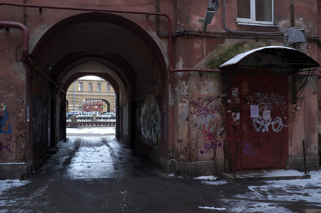 Russia  Saint-Petersburg  Old yard の写真素材