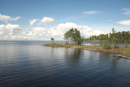 Stone shore of lake Ladoga の写真素材