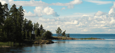 Valaam Island, Ladoga  Wooded cliffs on the shore の写真素材