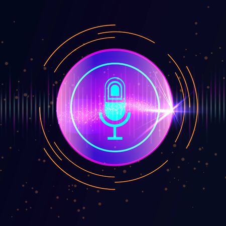 Music background with vintage microphone icon. Vector design for music festival, karaoke and concert.のイラスト素材
