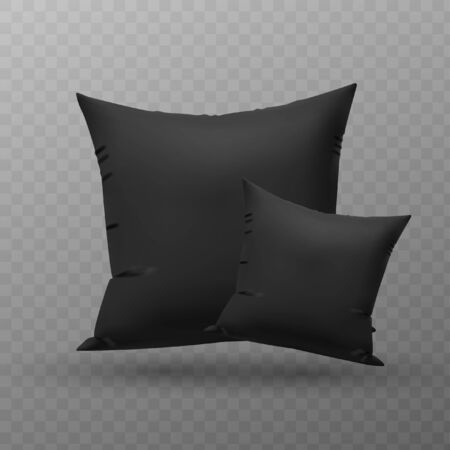Two blank black square pillow, cushion vector illustration.のイラスト素材