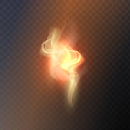 Vector eps 10 isolated transparent effect of realistic flame. Fire illustration, candle light, burning, hot, devouring element, bonfire, twinkle, combustion. torch matchのイラスト素材