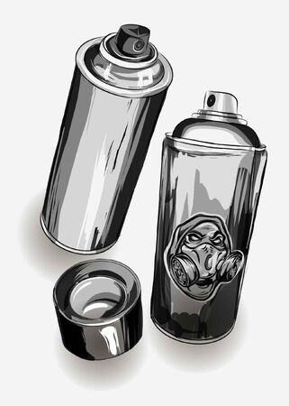 hand drawing spray cans for graffiti. vector illustrationのイラスト素材
