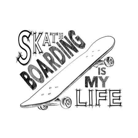 Skateboarding t-shirt design. Urban skating. Skateboard typography.のイラスト素材