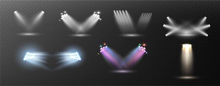 Scene illumination big collection, transparent effects. Bright lighting with spotlights.のイラスト素材