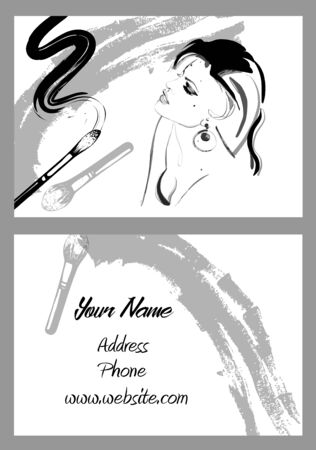 Makeup artist business card. Vector template.のイラスト素材