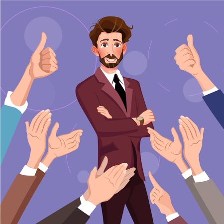Success in business. Human hands clapping. Flat design modern vector illustration conceptのイラスト素材