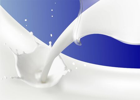 Milk splash on blue background with can.のイラスト素材