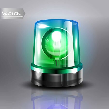 Flasher Siren Vector. Realistic Object. Light effect. Beacon For Police Cars Ambulance, Fire Trucks. Emergency Flashing Siren. Transparent background vector illustrationのイラスト素材