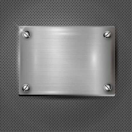 Silver texture plate with screws. Vector illustrationのイラスト素材