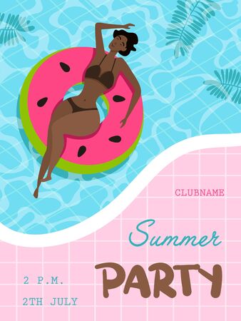 Summer party poster. Pool party.のイラスト素材